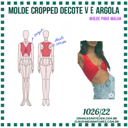 Molde Cropped Decote V E Argola Camaleoa Atelier De Costura