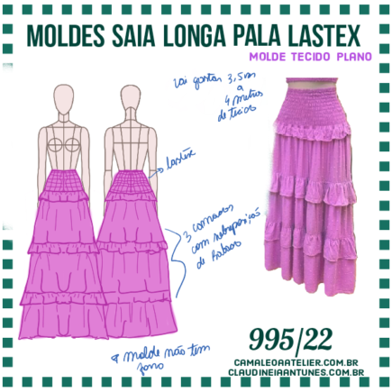 Molde Saia Longa Tule Para Vestido Camaleoa Atelier De Costura