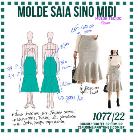 Molde Saia Sino Midi Panos Camaleoa Atelier De Costura