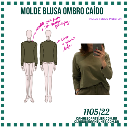 Molde Blusa Ombro Caído 1105 22 CAMALEOA ATELIER DE COSTURA