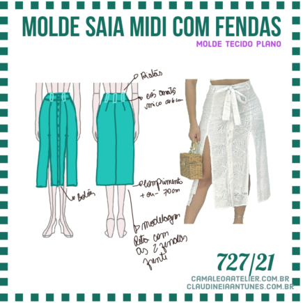 Molde Saia Midi Fendas Camaleoa Atelier De Costura