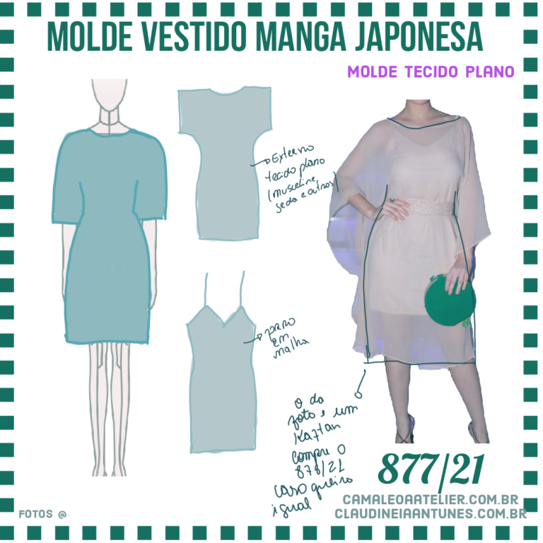 Molde Vestido Manga Japonesa 877 21 CAMALEOA ATELIER DE COSTURA