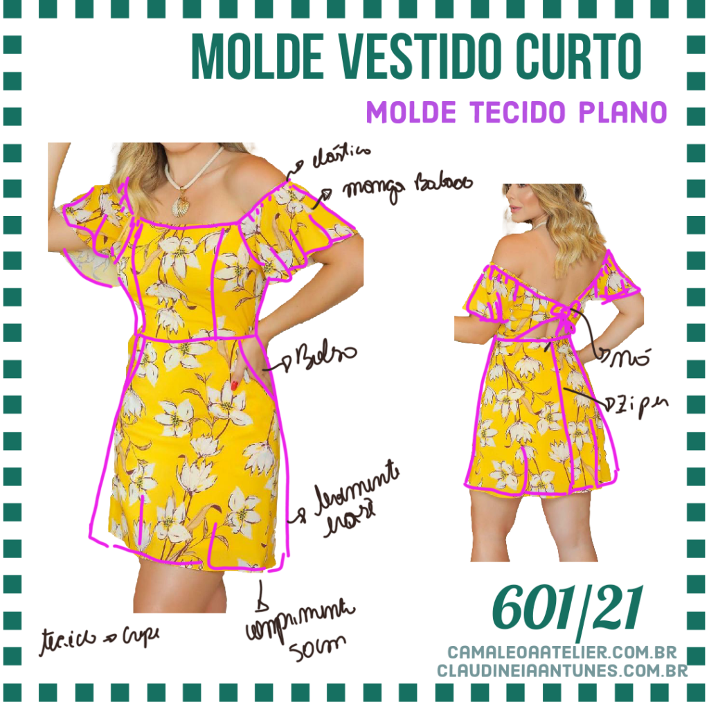 Molde Vestido Curto 601 21 CAMALEOA ATELIER DE COSTURA