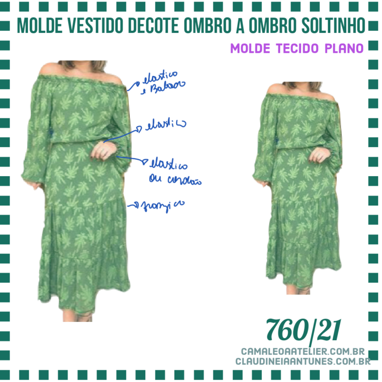 Molde Vestido Decote Ombro A Ombro Soltinho Camaleoa Atelier