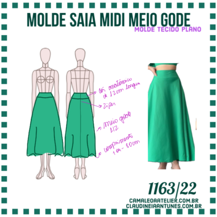 Molde Saia Midi Meio Gode Camaleoa Atelier De Costura