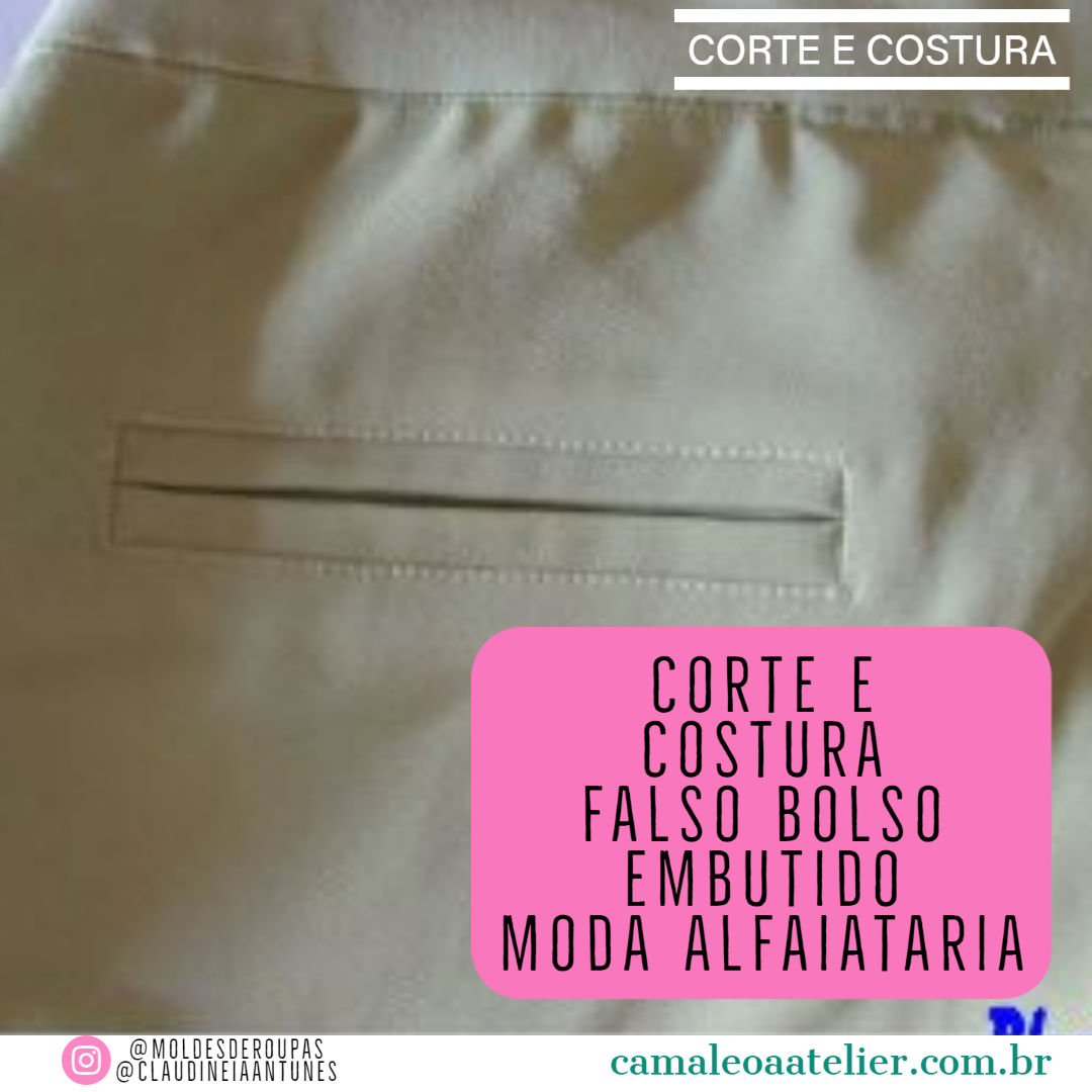 Corte E Costura Falso Bolso Embutido Moda Alfaiataria Camaleoa