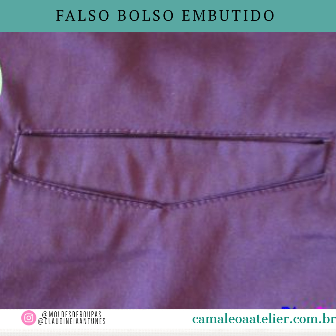 Corte E Costura Falso Bolso Embutido Moda Alfaiataria Camaleoa