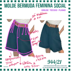 Molde Bermuda Feminina Social 944/21