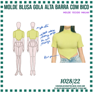Molde Blusa Gola Alta Barra com Bico 1028/22