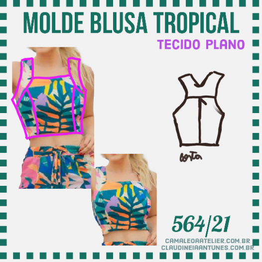 Molde Blusa Cropped Tropical 564/21