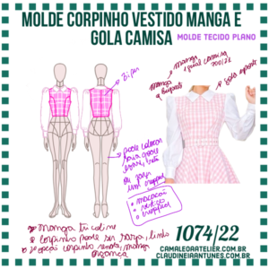 Molde Corpinho Vestido Manga e Gola Camisa 1074/22
