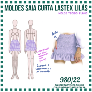 Molde Saia Curta Lastex Lilas 980/22