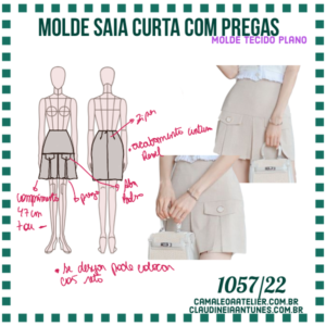 Molde Saia Curta com Pregas 1057/22