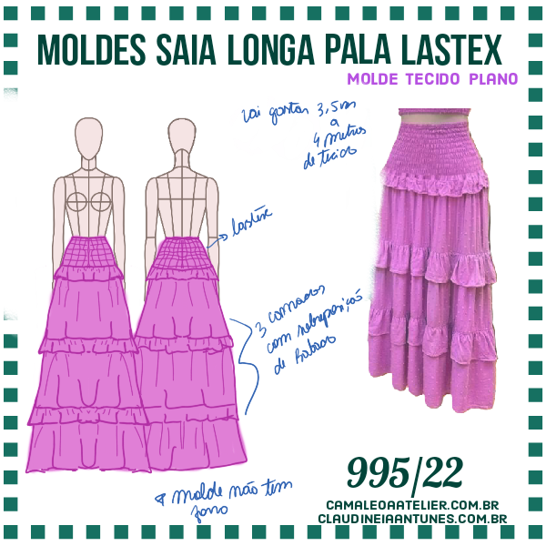 Molde Saia Longa Pala Lastex 995/22