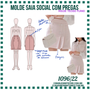 Molde Saia Social com Pregas 1096/22