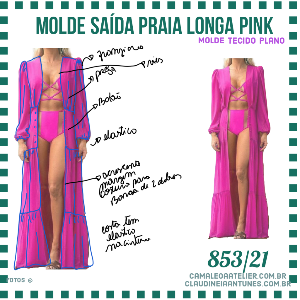 Molde Saida de Praia Longa Pink 853/21