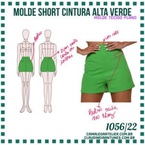 Molde Short Cintura Alta Verde 1056/22