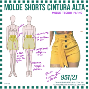 Molde Shorts Cintura Alta 951/21