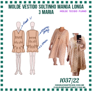 Molde Vestido Soltinho Manga Longa 3 Maria 1037/22