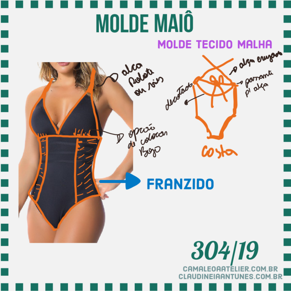 Molde Body Decote V Frente Unica 304/19