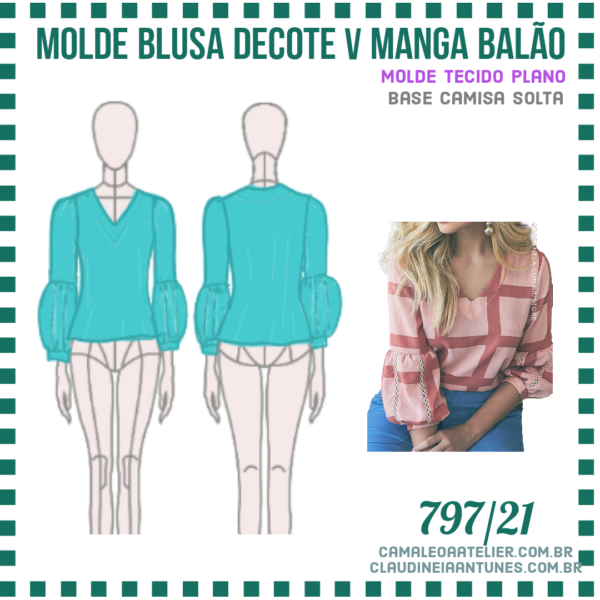 Molde Blusa Decote V Manga Balão 797/21