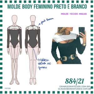 Molde Body Feminino Preto e Branco 884/21
