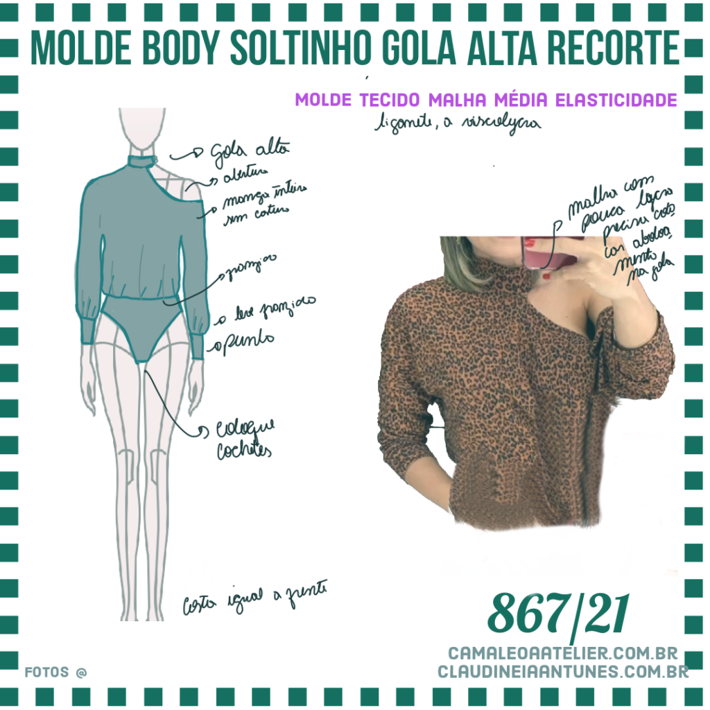 Molde Body Soltinho Gola Alta Recorte 867/21
