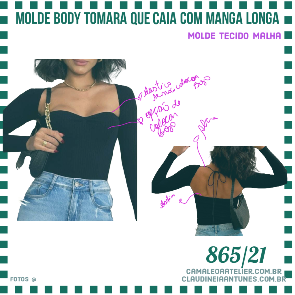 Molde Body Tomara Caia Manga Longa 865/21
