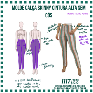 Molde Calça Skinny Cintura Alta sem Cós 1117/22