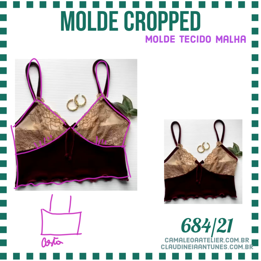 Molde Cropped Busto em Renda com Alça Fina 684/21