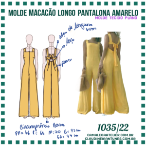 Molde Macacão Longo Pantalona Amarelo 1036/22