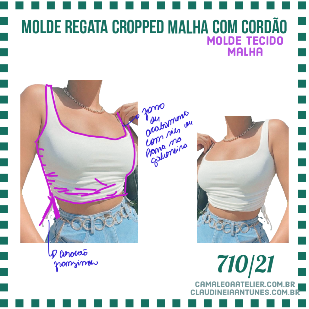 Kit Completo de Molde de Cropped Regata com Hot Pants – Lycra - Tam. PP ao  XXG - Célia Ávila Store