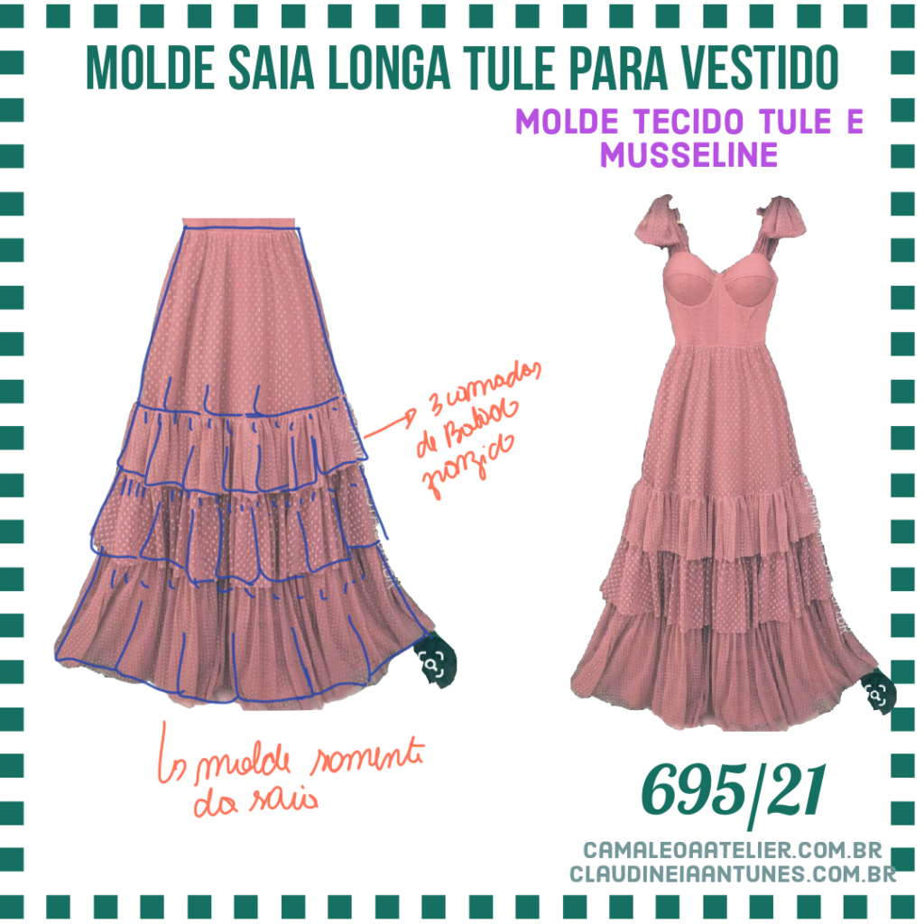 Molde Saia Longa Tule para Vestido 695/21