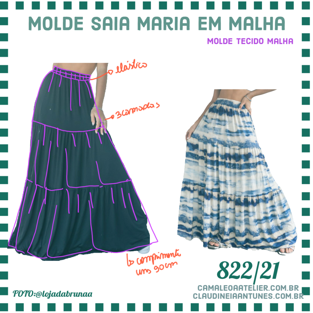 Molde Saia Maria em Malha 822/21