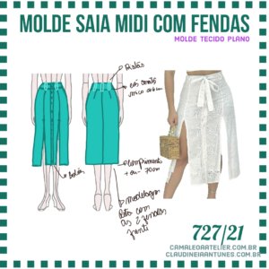 Molde Saia Midi com Fendas 727/21