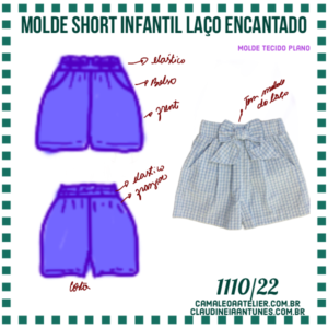 Molde Short Infantil laço Encantado 1110/22
