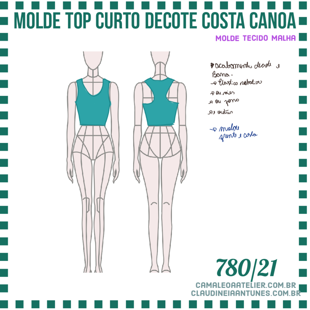 Molde Top Curto Decote Costa Canoa 780/21