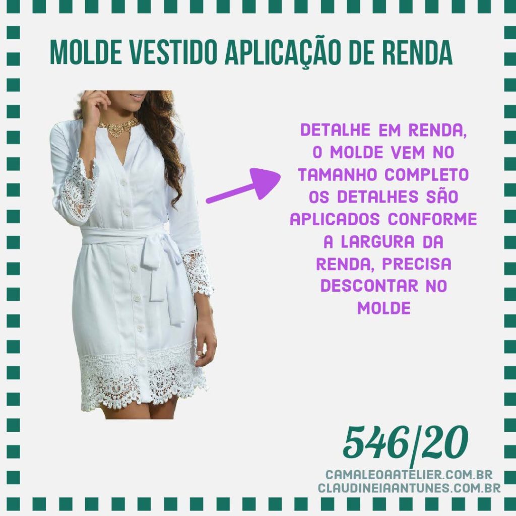Molde Vestido Aplicação de Renda 546/20