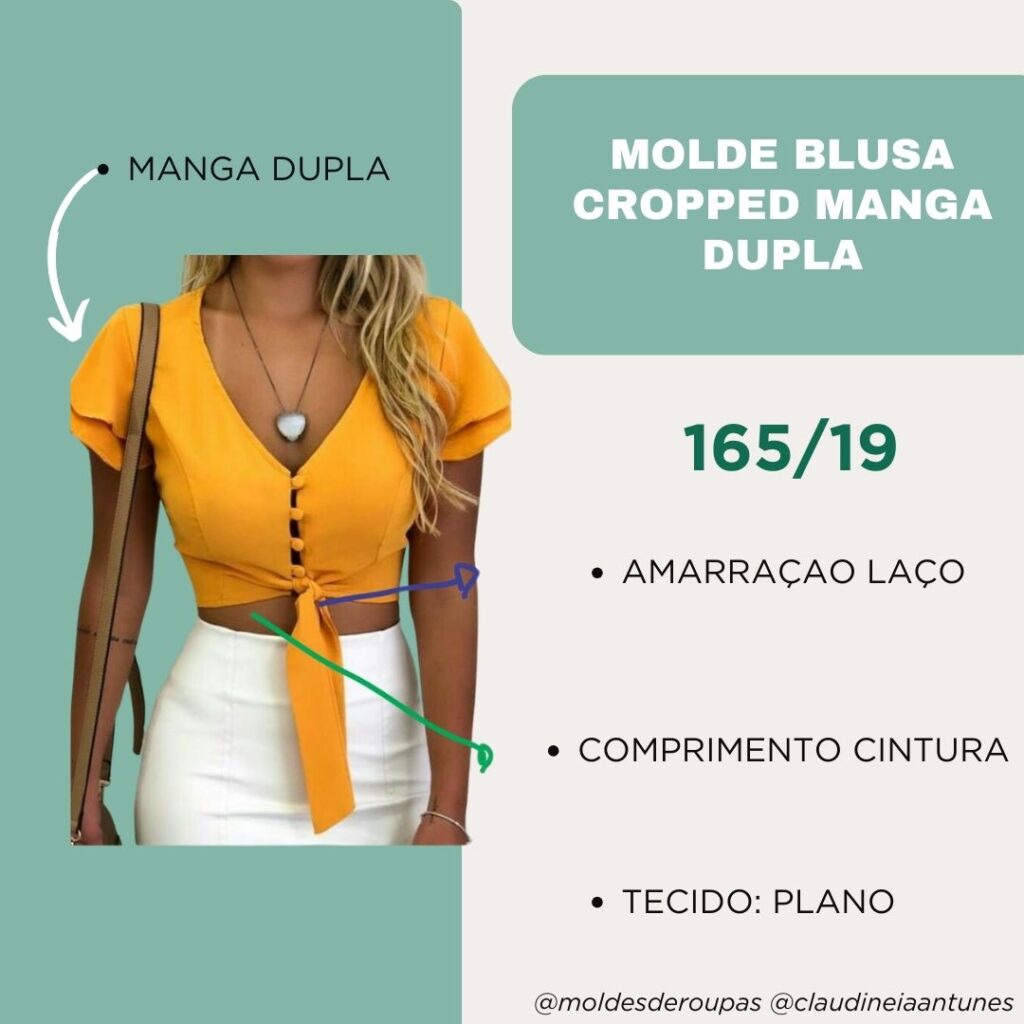 Molde Blusa Cropped Manga Dupla 165/19