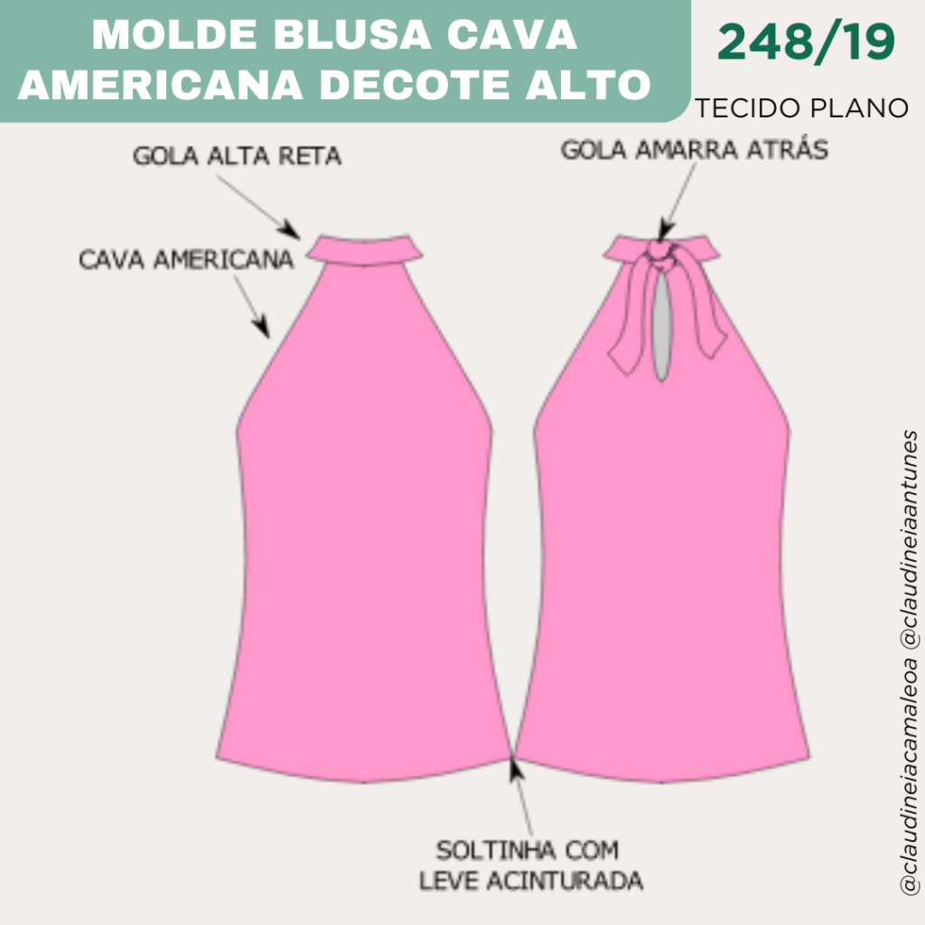 Molde Blusa Cava Americana Decote Alto 248/19