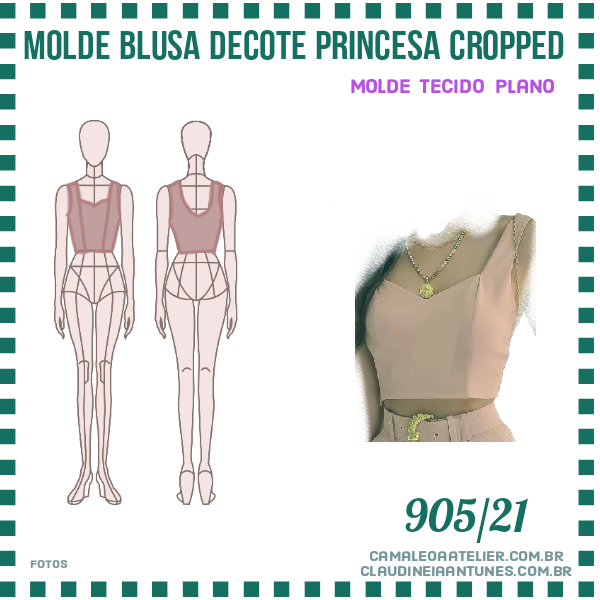 Molde Blusa Decote Princesa Cropped 905/21
