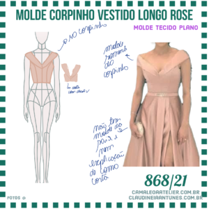 Molde Corpinho Vestido Festa Rose 868/21
