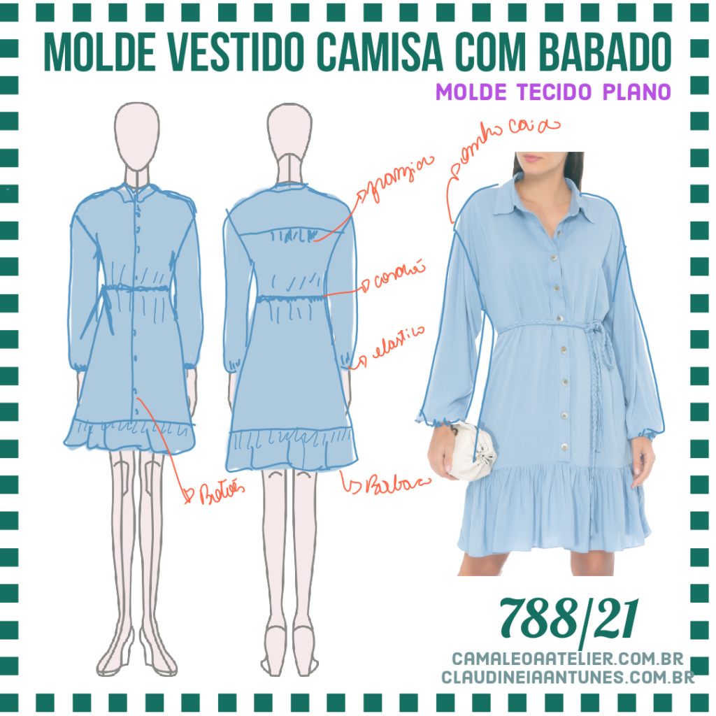Molde Vestido Camisa com Babado 788/21