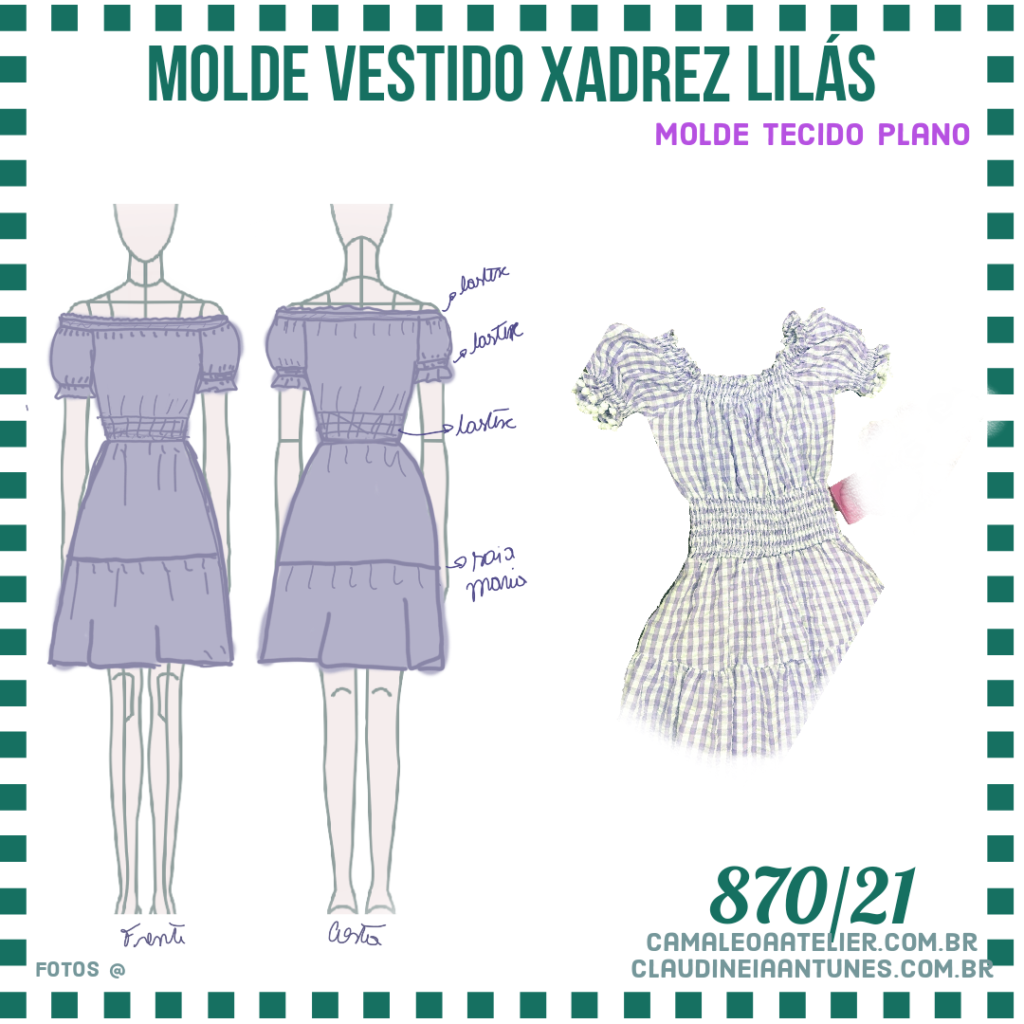 Molde Vestido Xadrez Lilas 870/21