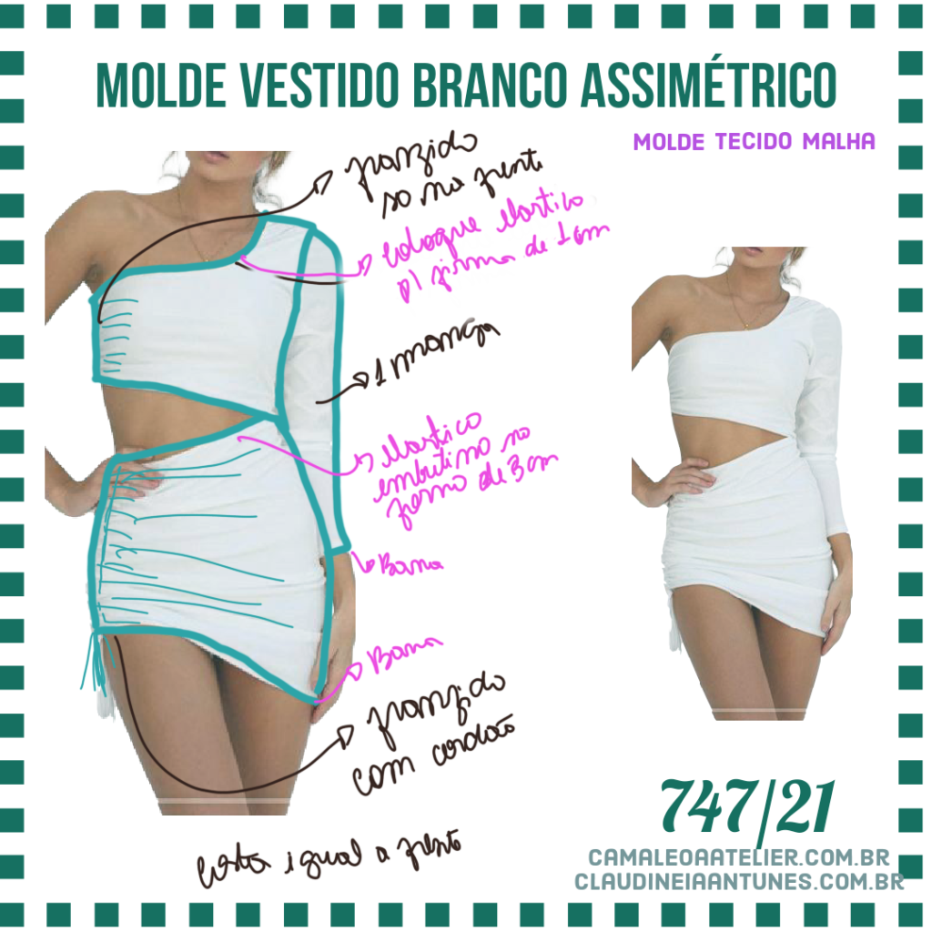 Molde Vestido Branco Assimétrico 747/21