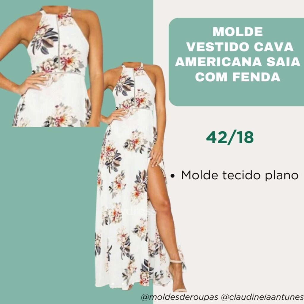 Molde Vestido Cava Americana Saia com Fenda 42/18