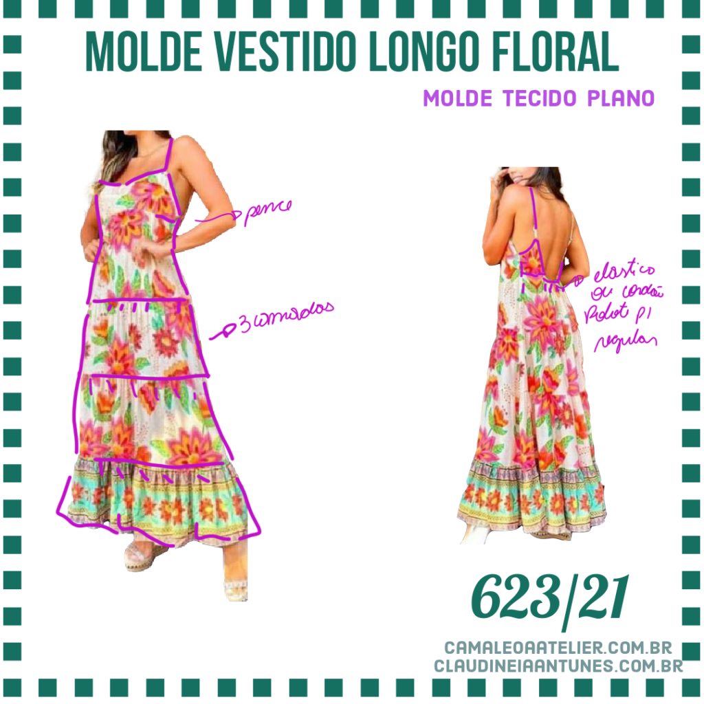 Molde Vestido Longo Floral 623/21