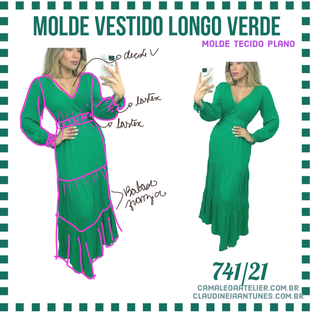 Molde Vestido Longo Verde 741/21