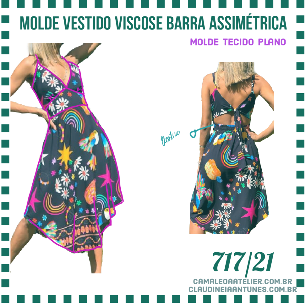 Molde Vestido Viscose Barra Assimétrica 717/21