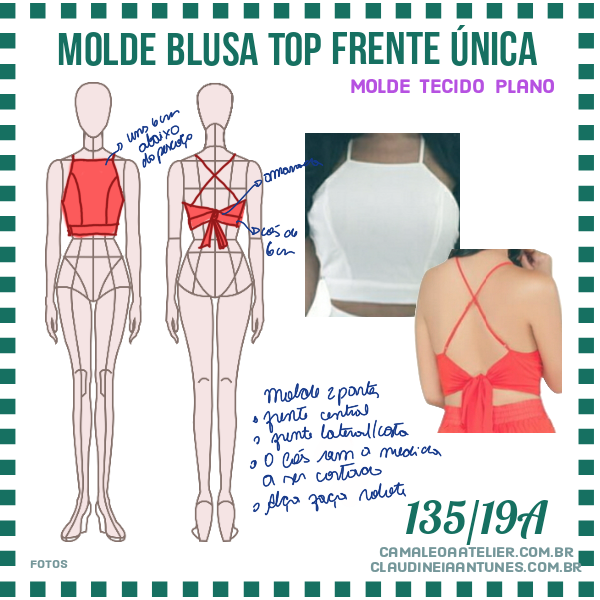 Molde Blusa Top Frente Unica 135 19a Camaleoa Atelier De Costura